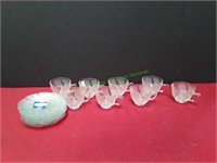 (8) Vintage Glass Teacups w/ Saucers