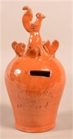 Antique Hand-Molded Glazed Redware Still Bank.