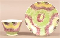 Four Color Spatter Loop Pattern China Cup and Sauc