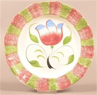 Red & Green Rainbow Spatter Tulip Pattern Plate.