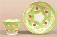 Green Spatterware Christmas Balls Child's Cup & Sa