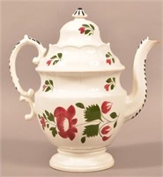 Staffordshire Early Adams Rose Dome Lid Coffee Pot