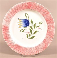 Red Spatter Ironstone China Tulip Pattern Plate.
