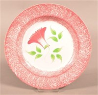 Red Spatter Ironstone China Thistle Pattern Plate.