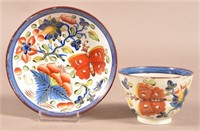 Gaudy Dutch China Butterfly Pattern Cup and Saucer