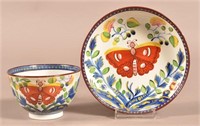 Gaudy Dutch China Butterfly Pattern Cup and Saucer