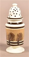 Seaweed Mocha-Decorated China Dome-Top Pepper Pot.