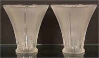 Pair of Lalique, France "Epis" Colorless Glass Vas