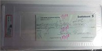 Authentic bank cheque signed by baseball HOF Ted