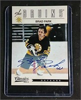 Signed Bruins Brad Park hockey card