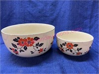 (2) 1930s  Hall’s red poppy mixing bowls