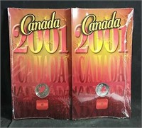 Pair of sealed 2001 Canada quarters