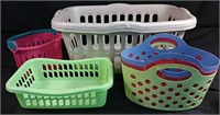 2 laundry baskets and storage