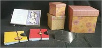 Storage boxes, angel ornament, journal books &