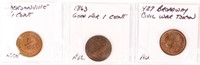 Coin (3) 1863 Civil War Tokens - Rare