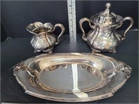 Forbes Silver Co. Large Cream & Sugar, Tray