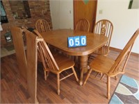 DINING ROOM TABLE WITH 6 CHAIRS, 2 LEAVES (18" EA)