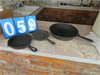 3 CAST IRON FRY PANS