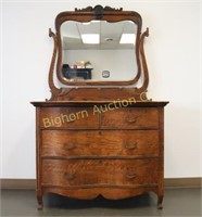 Antique Oak Dresser w/ Beveled Mirror