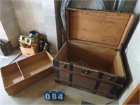 TRUNK WITH TRAY MISSING HANDLES- 22X36 1/4X25