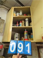 CONTENTS IN CUPBOARD- COFFEE CANS WITH MISC SPRAY