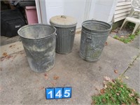 3 METAL GARBAGE CANS