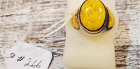 Large Unisex Bumble Bee Jasper SS Signed  Ring