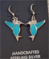 SS Turquoise Hummingbird Earrings