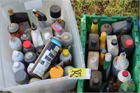 Tub of paints & garage liquids