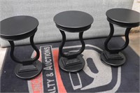 3 Black Harp Base Accent Tables/Plant Stands