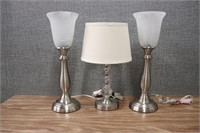 Three Brushed Nickel Lamps