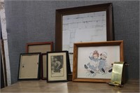 Picture Frames, Mirror & Raggedy Ann Needlepoint