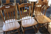 3 Oak Dining Chairs