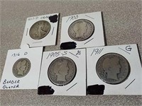 3 Barber half dollars 1919, 1905 s and 1911, 1