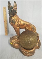 Dog Sculpture Lamp w/ Art Deco Globe