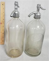 Lot of 2 Vintage Advertising Seltzer Bottles