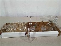Two boxes glass bells and stemware