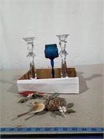 Imperial Crystal candlesticks, blue