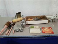 Assorted vintage kitchen utensils