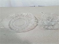Elegant glassware condiment set and low bowl