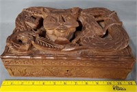 Carved Wood Serpant Dragon Top Dresser Box