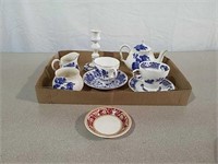 Vintage blue and white cups tea set  and
