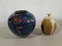Two signed ceramic vases