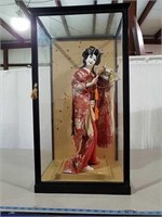 24 inch Asian doll with glass case- please note
