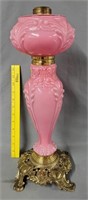 Antique Cased Pink Glass Oil Lamp Base