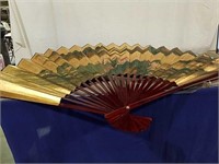 Two large Asian themed fans 68" and 60"