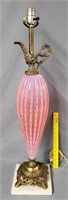 Cranberry Opalescent Urn Table Lamp