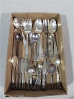 Miscellaneous silver plate flatware and serving