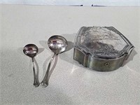 Silver plate box and ladles