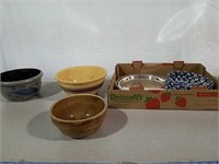 Rowe stoneware popcorn bowl and other pottery